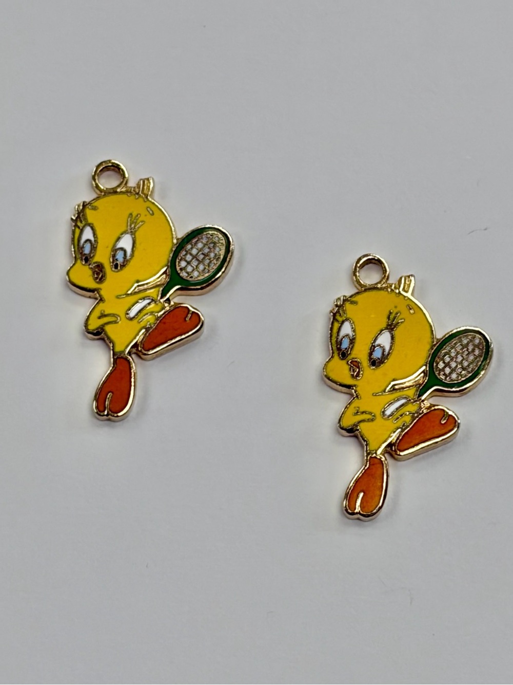 Pair of Vintage Tweety Bird Tennis Charms – “Love” Match Set – Warner Bros.